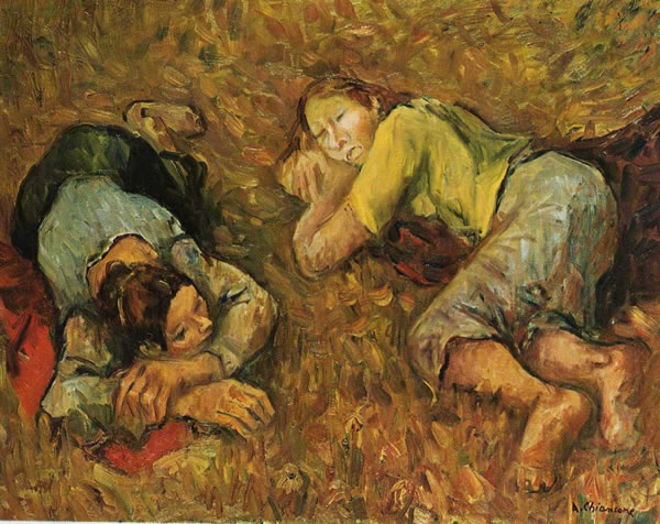 Donne sul prato, 1968-69, cm 80x100, Bologna, Galleria Cinquantasei